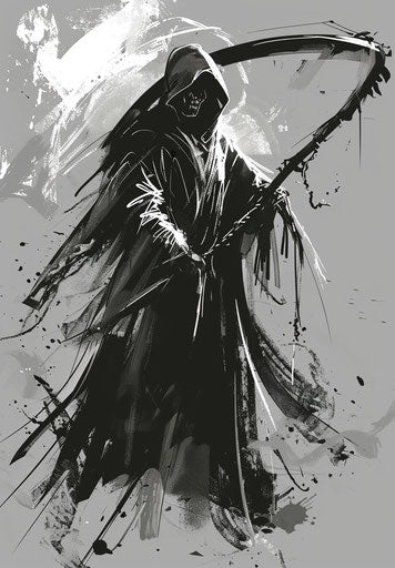 Reaper holding scythe stock art drawing