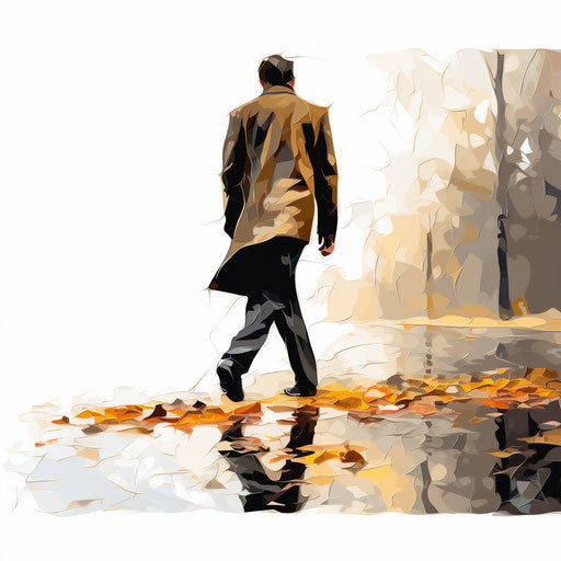 Walking illustration in the style of Oil painting