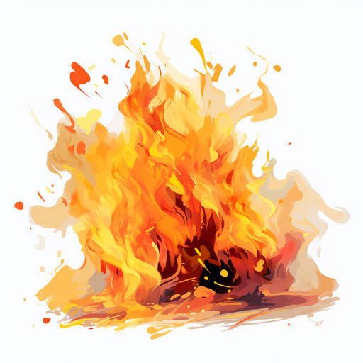 Impressionistic Art fire clipart png on white background