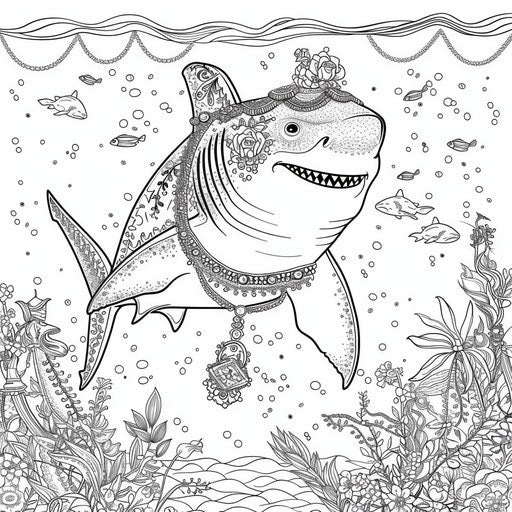 Stylish shark with accessories gracefully swimming