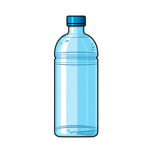 Water bottle illustration in the Minimalist style, on white background
