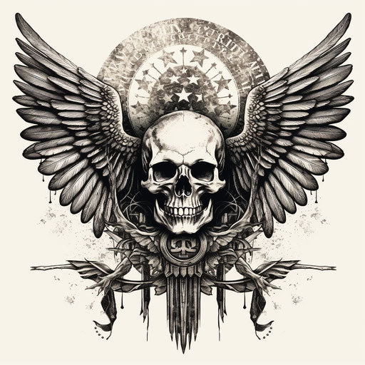 Skull with wings on the flag of Indiana, royalty free illustration