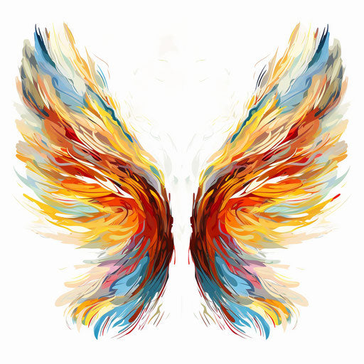 Wings in the style of Impressionistic Art, on white background