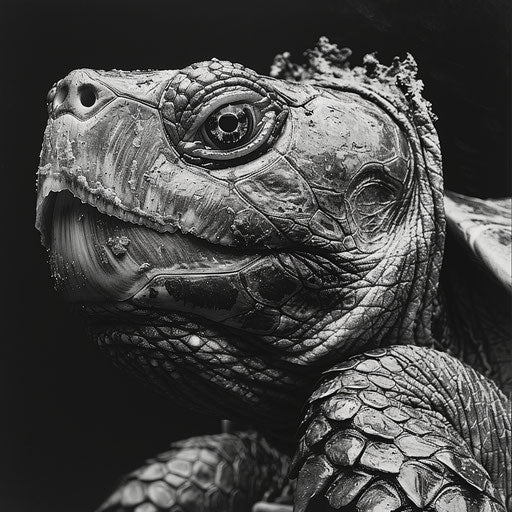 Striking black and white turtle with textured shell