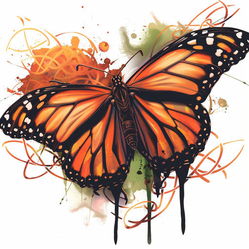 Stylized monarch butterfly with Celtic knot patterns for tattoo