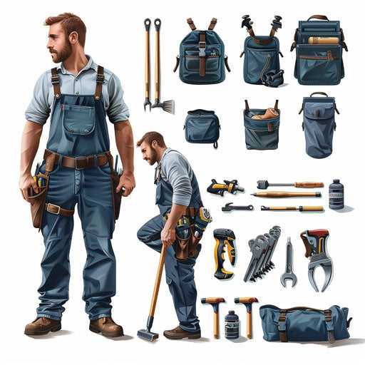 Realistic handyman clipart on white background