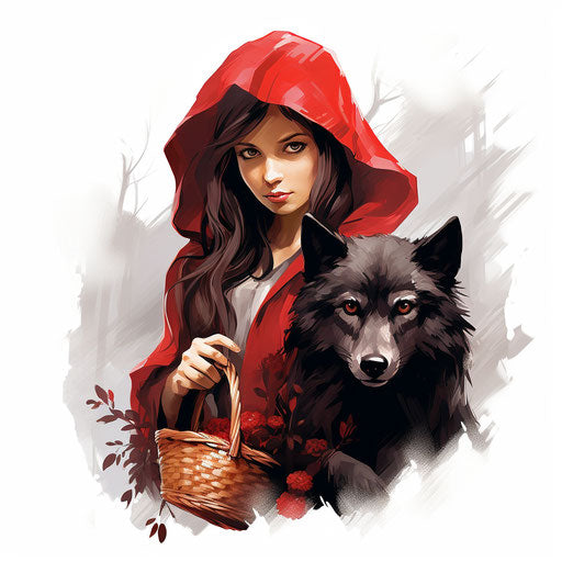 Little red riding hood clipart in the style of Chiaroscuro Art