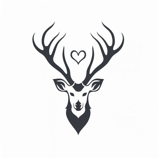 Graceful outline of a deer with heart-shaped antler