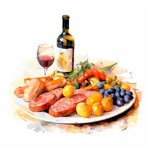 Meal illustration in the style of Impressionistic Art