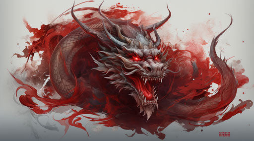 Red dragon tattoo art, minimalist style, unreal engine 5