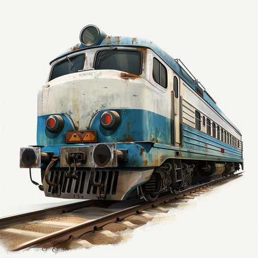 Realistic train clipart on flat white background