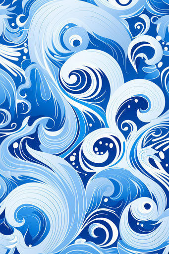 Blue swirl in Maori art style, detailed sketching