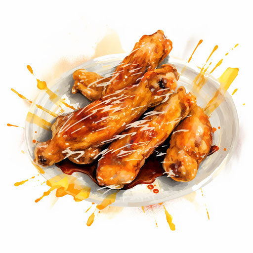 Impressionistic Art style chicken wing clipart on white background