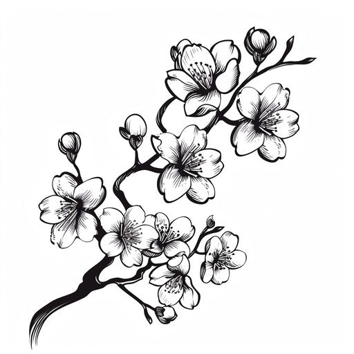 Simple line art of a Japanese plum blossom tattoo