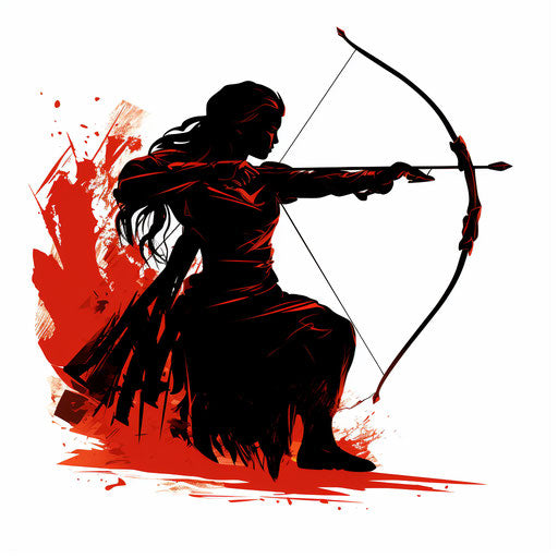Archery clipart in the style of Chiaroscuro Art, on a white background