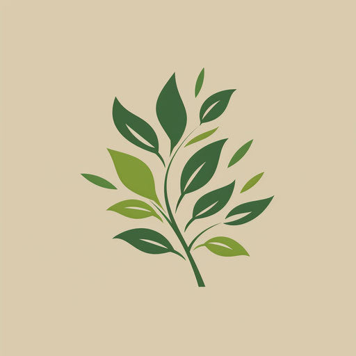 Organic food logo with leafy green design on light brown background