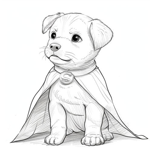 A puppy wearing a superhero cape