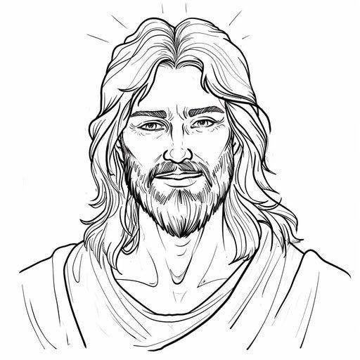 Gentle face of Jesus, coloring book page