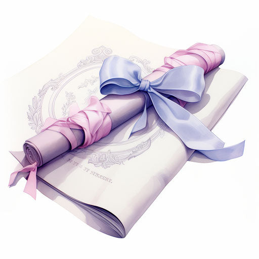 Diploma clipart in Pastel Colors Art style, on white background