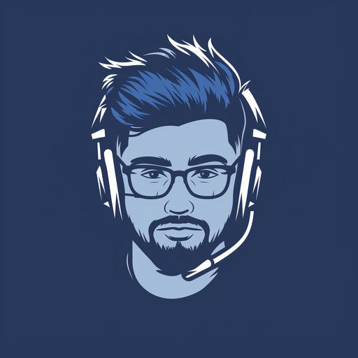 Classic logo for YouTuber with traditional font on navy blue background, exuding reliability