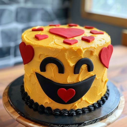 Yellow heart eye emoji cake for Valentine's Day