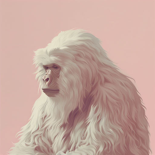 Realistic yeti silhouette on dusky rose background