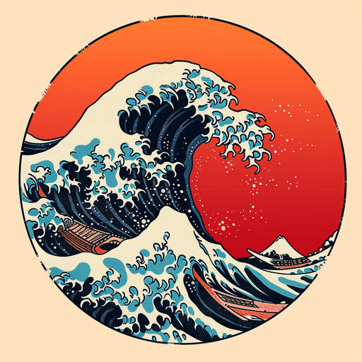 Tattoo sketch of a Japanese wave in pop art clipart style