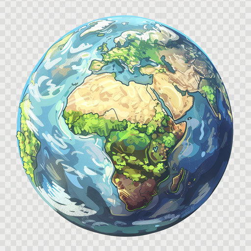 Earth cartoon png in a realistic photo style