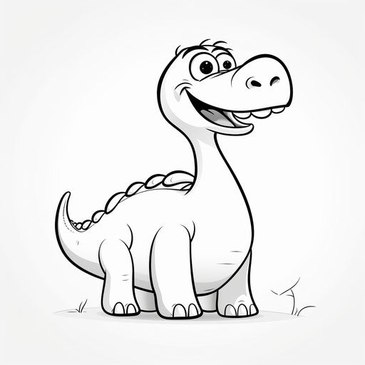 A brontosaurus with a smile in simplified line work