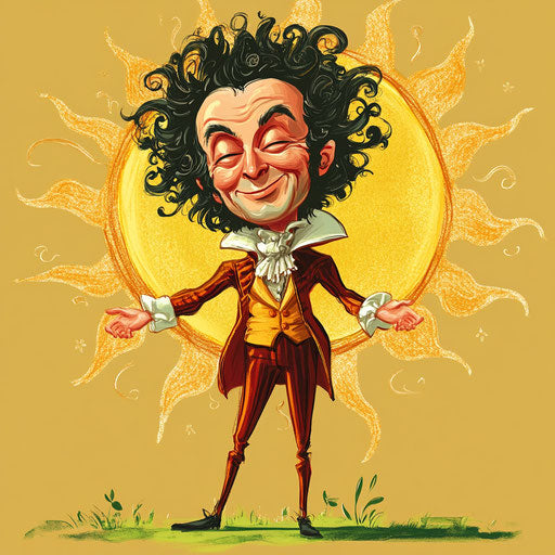 Colorful Alexander Pushkin Caricature Clipart Art