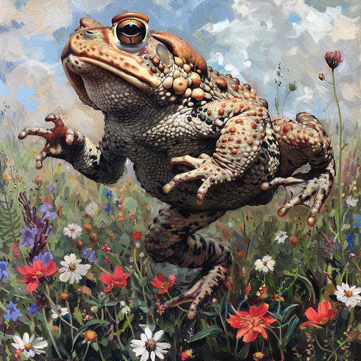 Western leopard toad in dynamic pose ready to jump