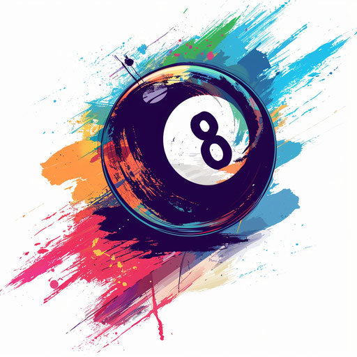 Artistic tattoo sketch of vibrant 8 ball