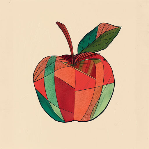 Minimalist apple tattoo with geometric pattern