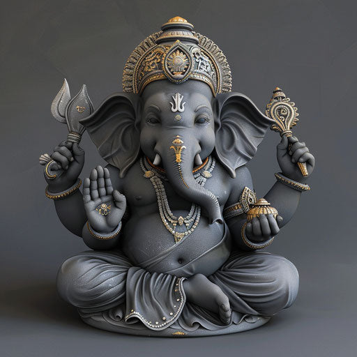 Realistic Ganpati clipart PNG on flat slate grey background