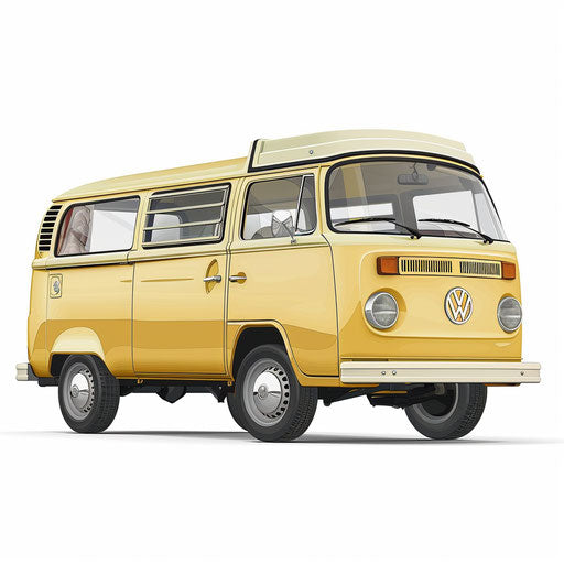 Van clipart in photo realistic style on flat white background