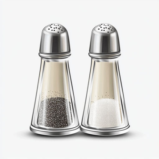 Realistic illustration of salt and pepper shakers, high resolution