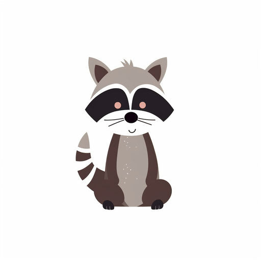 Minimalist style raccoon illustration, on a white background
