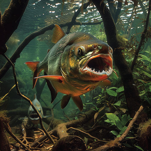 Natural behavior of wild piranha fish
