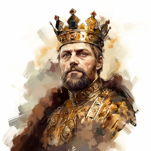 King clipart in the style of Oil painting, on a white background