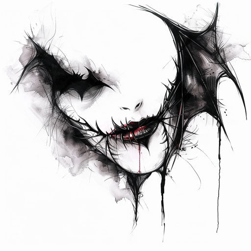 Chilling vampire bite on gothic white background