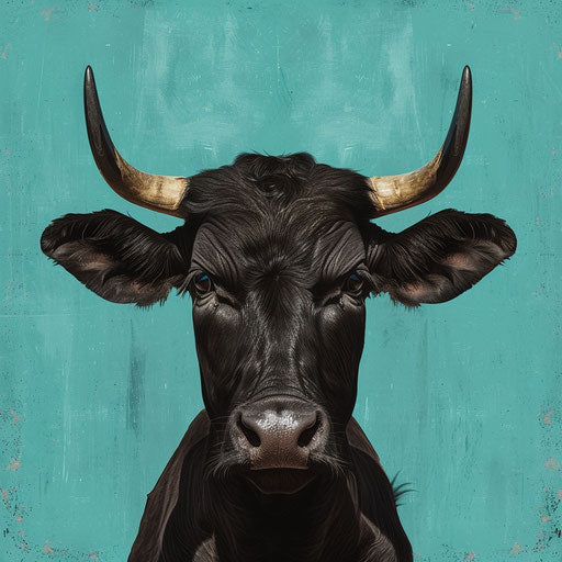 Photo realistic carabao clipart with flat teal background
