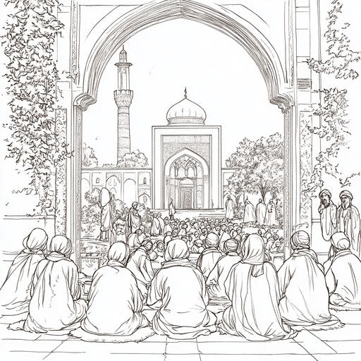 Islamic scene with people in traditional clothing