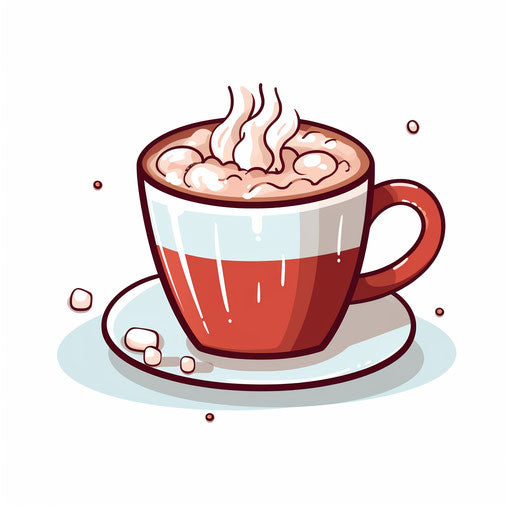 Minimalist style hot chocolate illustration, on white background