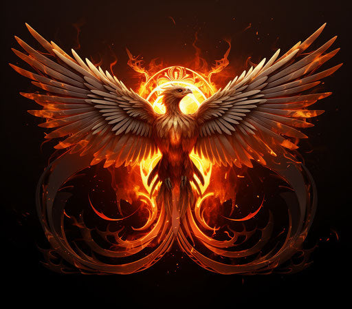 Bird symbol in light orange and white with precise lines