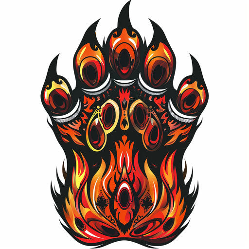 Tribal bear paw sketch with vibrant colors