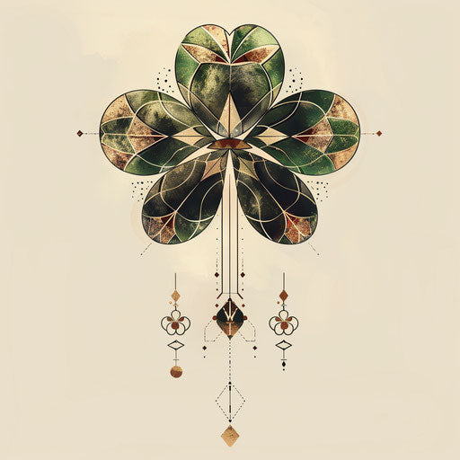 Sophisticated flat tattoo of a 4 leaf clover