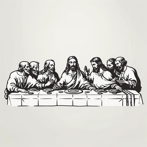 The Last Supper in sharp clipart tattoo sketch style