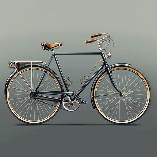 Realistic bicycle clipart on flat slate grey background