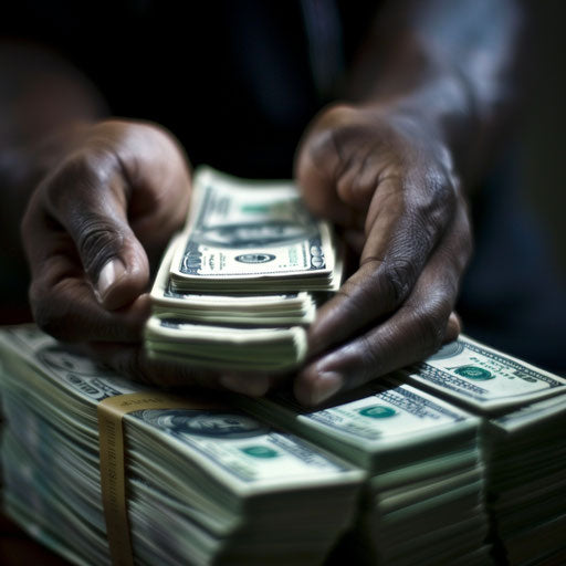 Stack of cash held by hands, close-up view