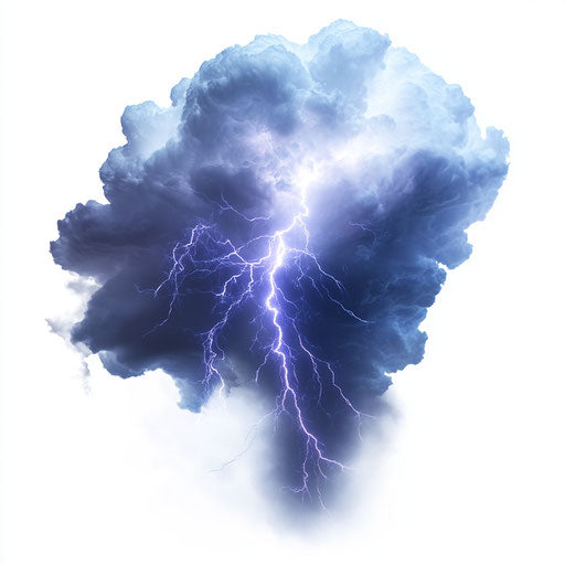3D thunderstorm in photorealistic style with flat white background, isolated clipart